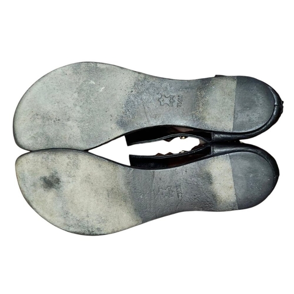 Tory Burch black gladiator gold stud sandal in lamb leather size 7.5 - Picture 9 of 12